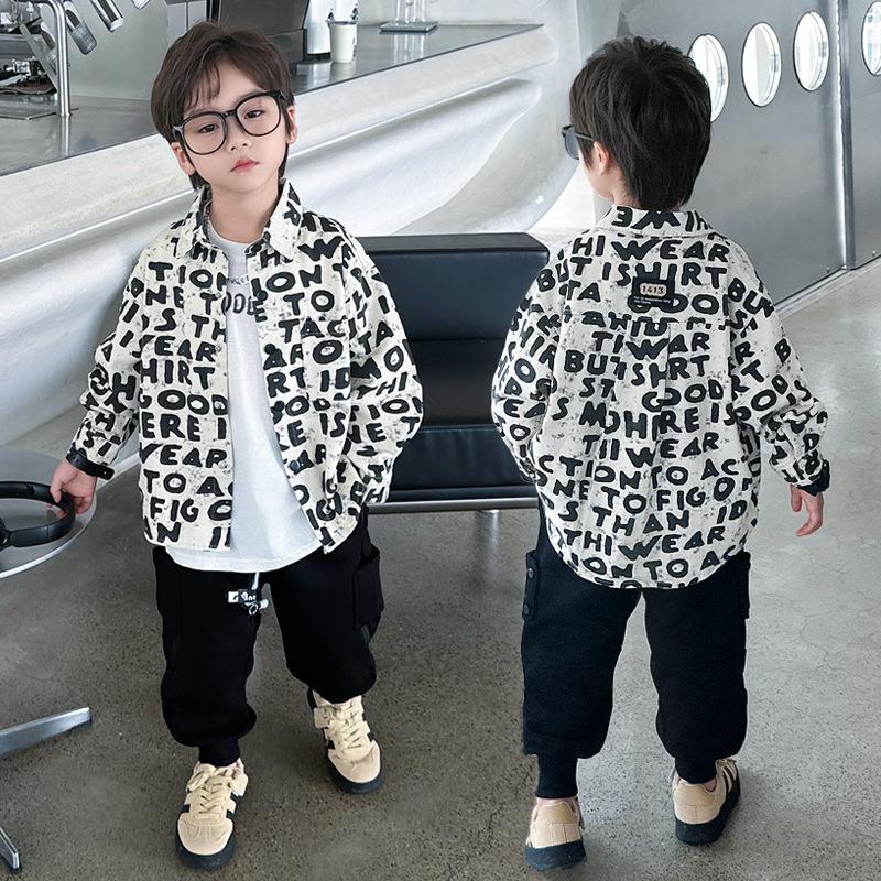 

Трендовая осенняя куртка-рубашка для мальчиков 2025: Стильная верхняя одежда с длинным рукавом для детей 100 cm белый