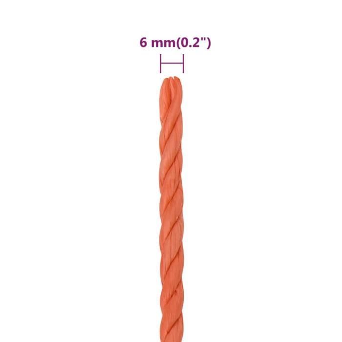 152923 vidaXL Work Rope Orange 6 Mm 25 M Polypropylene
