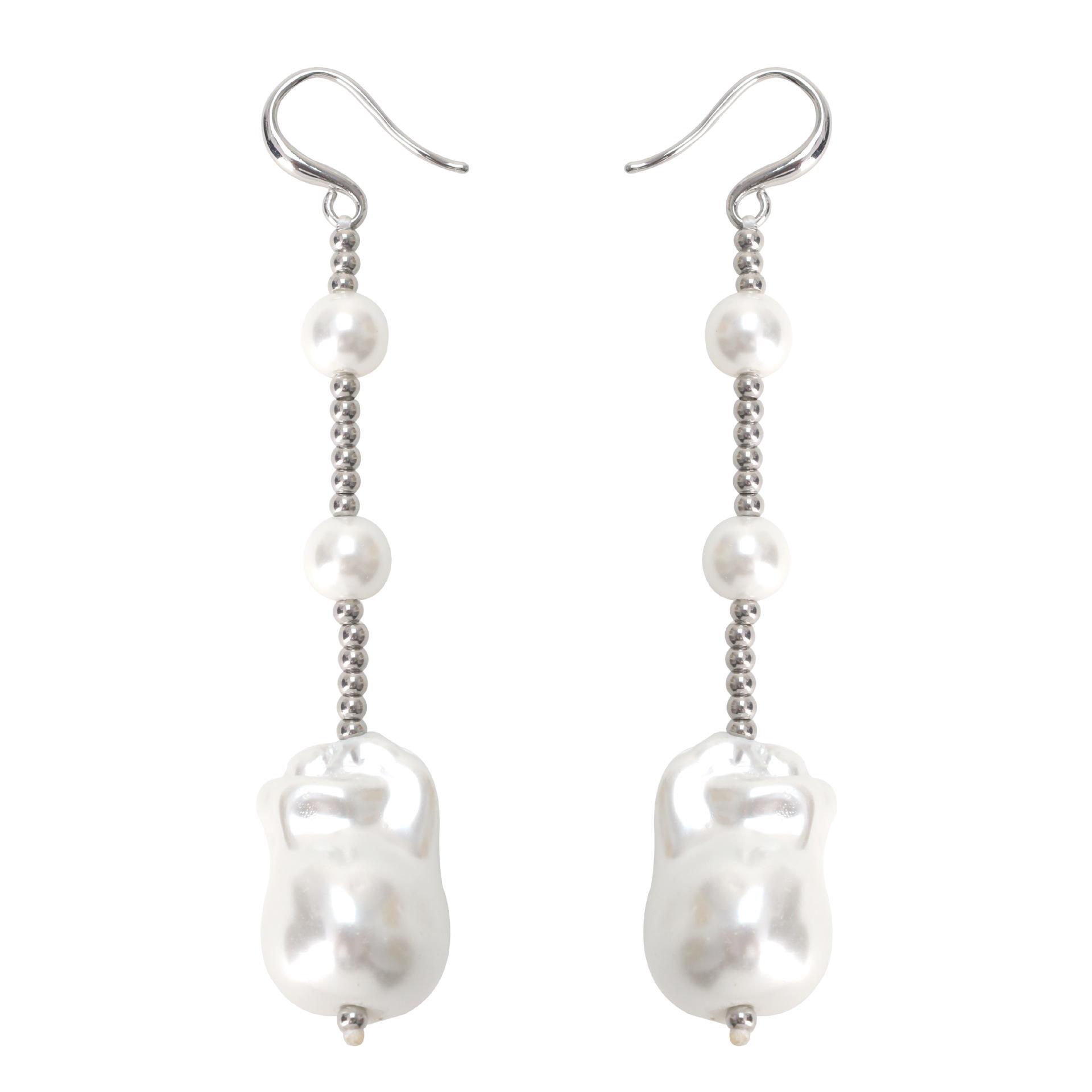 

Элегантный не тускнеющий жемчужный комплект ожерелья-свитера и серег для женщин