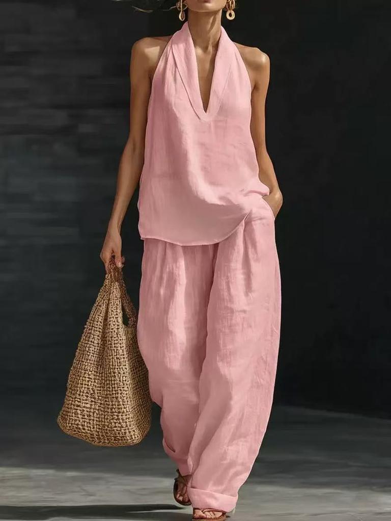 New Windbreaker Loose Oversized Shoulder Set Women's Summer Casual Wide Leg Pants Two Piece Outfit Fashion Trendy Style