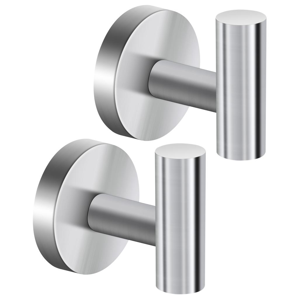 2Pcs Polished Bathroom Towel Hooks Stainless Steel Coat Robe Hook Wall Hanger with Screws Towel Rack Hang Hook for Kitchen Hotel