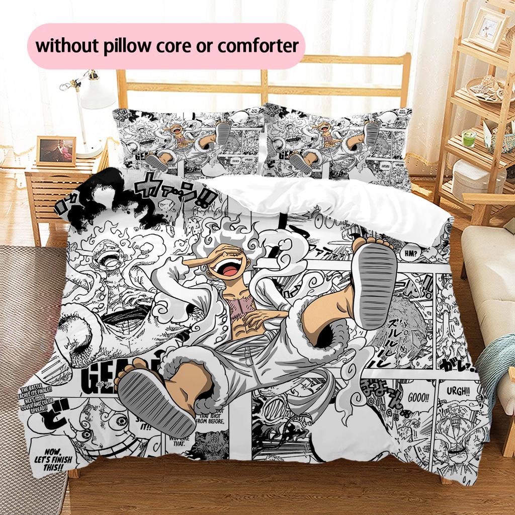 Conjunto de Colcha com Padrão de Desenho Animado Capa de Colcha Fronha Decoração de Casa Presente de Aniversário (1 capa de edredom + 2 fronhas, sem enchimento.)