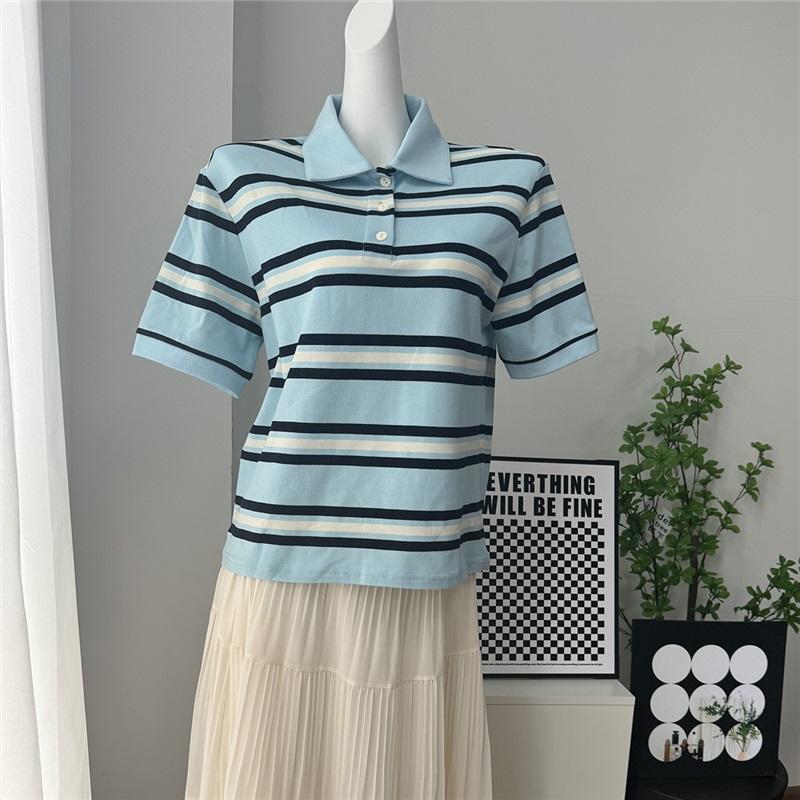 Summer American Vintage Color Block Striped Loose Short Sleeve T-Shirt For Men Casual Stylish Comfortable Tee Top