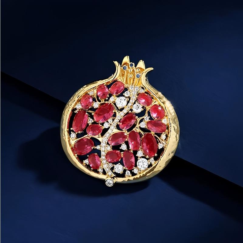 "Many Children, Many Blessings" Brooch, High-end Women's Creative Red Pomegranate Corsage, Niche Design Sense Brooch
