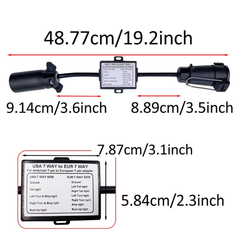12 V To an Trailer Light Converter For US 7-Way Blade Socket To Euro 7-Pin Round Plug On Trailer