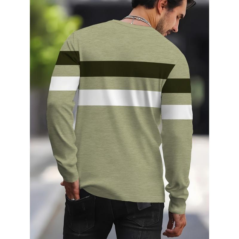 Men's Casual Sports Long Sleeve T-Shirt Breathable Fitted Long Sleeve, Machine Washable
