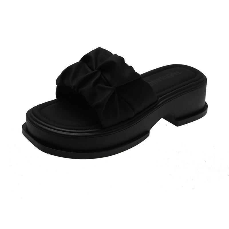 

Korean Version Women s Platform Slippers Elegant Wedge Solid Color Sandal Shoes for Women Outdoor Versatile Leisure Slippers New 35