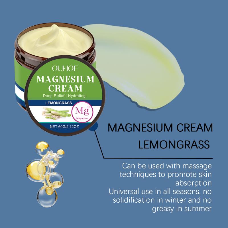 Ouhoe Lemongrass Soothing Magnesium Body Cream Gentle Moisturizing And Soothing Body Cream For Sleep And Massage