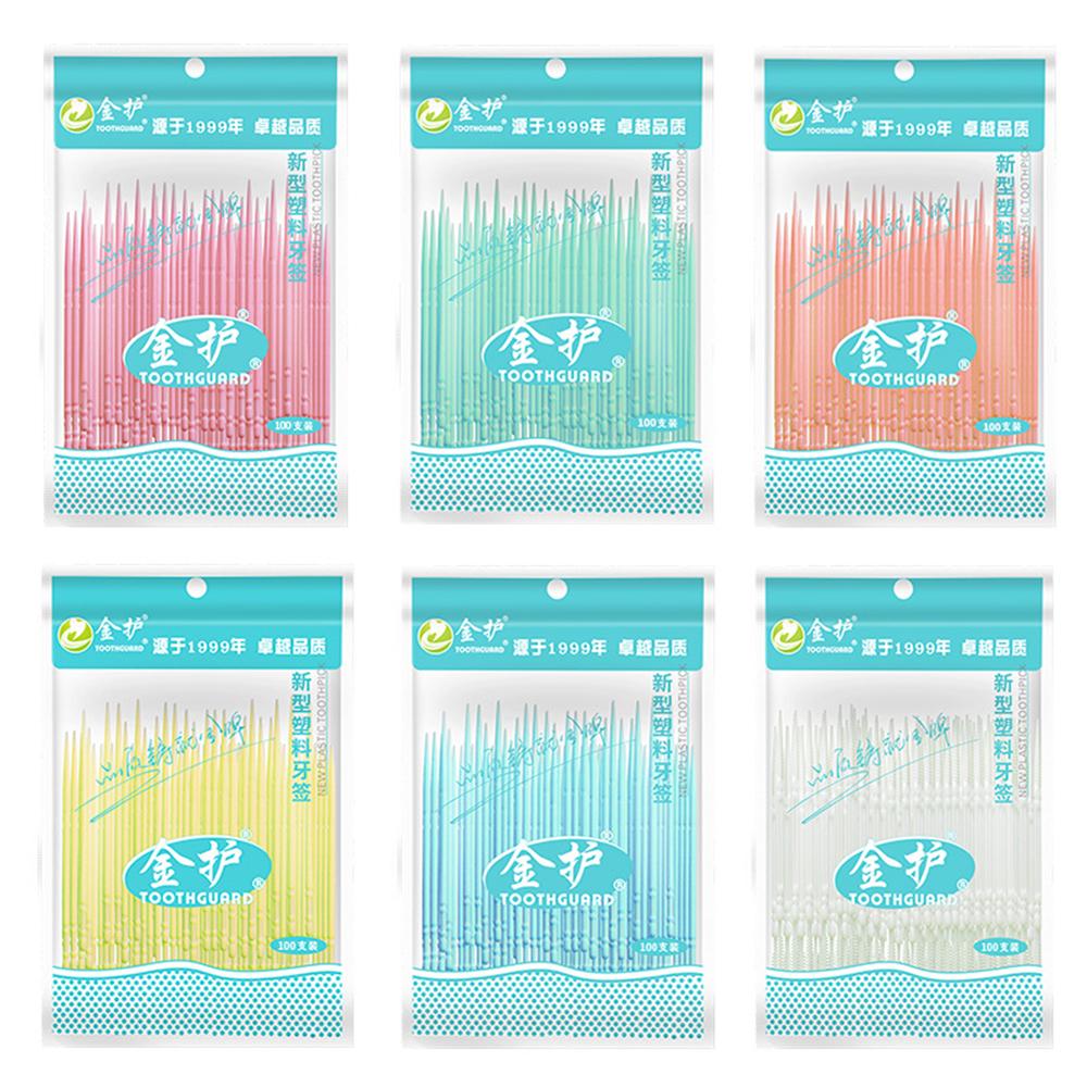100 pièces Fil dentaire double tête Cure-dents interdentaires Bâtonnets pour les dents Nettoyage des dents Soin bucco-dentaire Brosse interdentaire