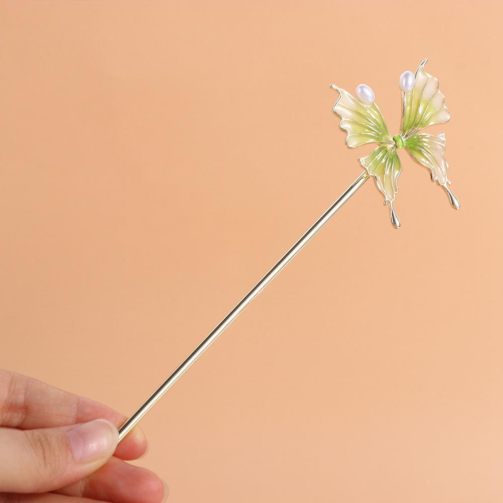 

Жемчужные заколки для волос Бабочка Палочка для волос Держатель хвоста Китайские палочки для волос Cheongsam