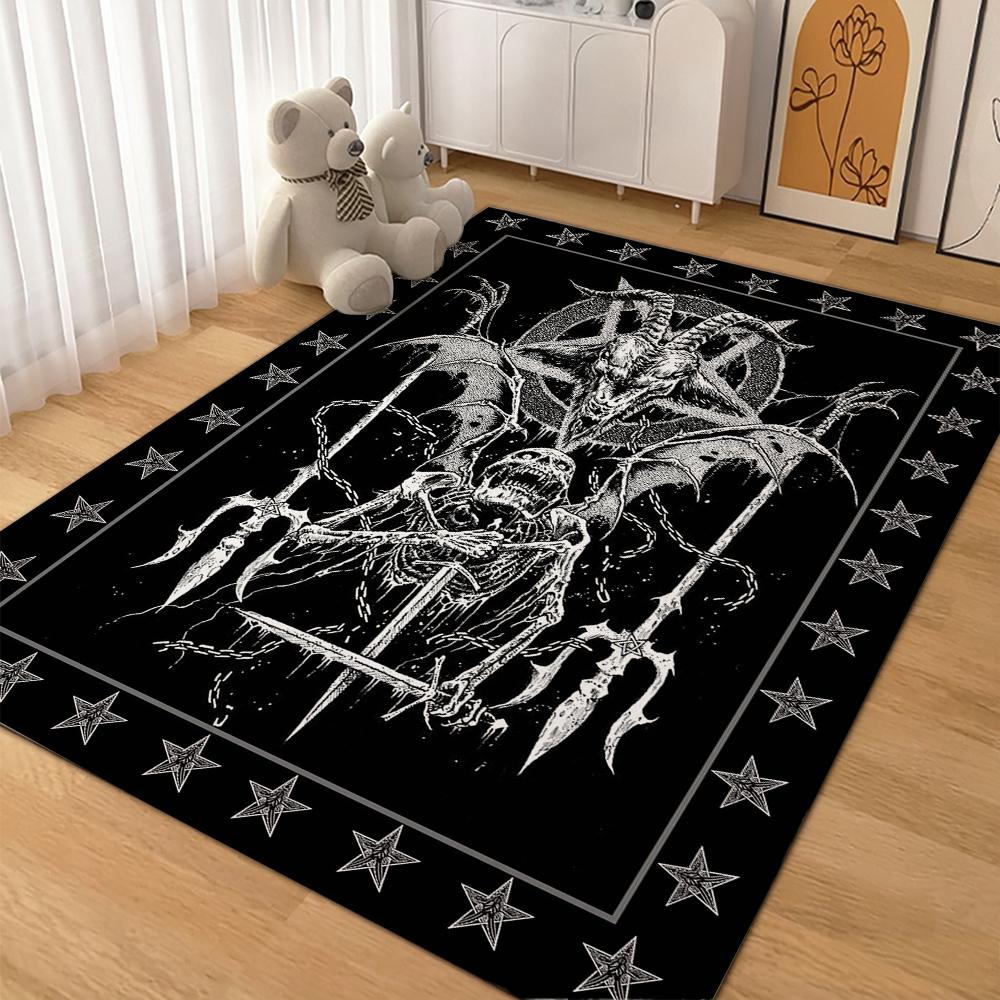 Five Elements Pentacle Double Moons Rectangular Rug Soft Texture Nonslip Carpet For Kids Bedroom Play Area Home Party Decor Holiday Gift