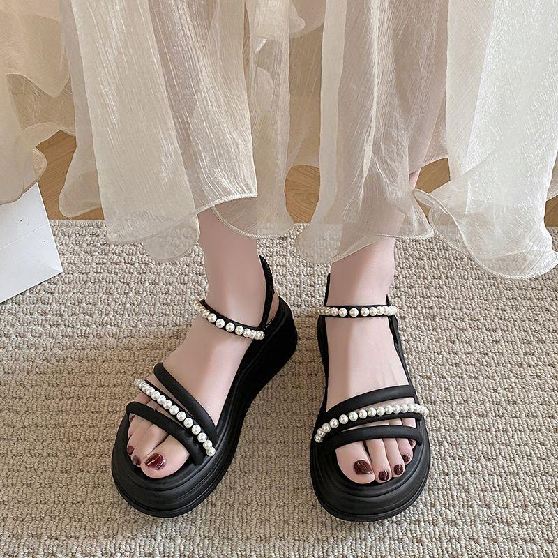 Roman Style Women's Sandals Pearl Platform Casual Ladies Shoes Sales Luxury Summer Pvc 2025 Korea On Sale Trend Offers Footwear