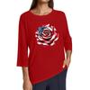 Women's Fashion Casual Round Neck 3/4 Sleeve Loose Independence Day Printed T-Shirt Ladies Top