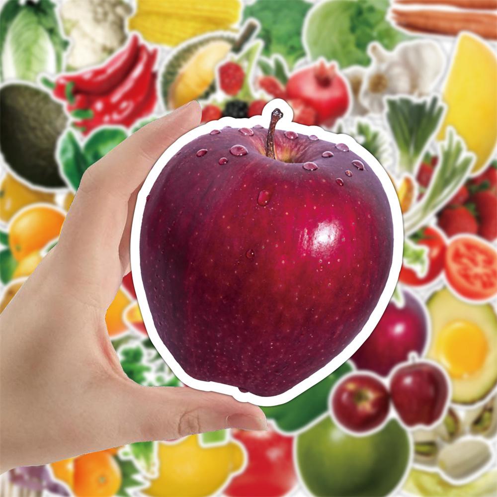 50Pcs Trendy Green Fruits And Vegetables Personalized Graffiti Stickers Creative Waterproof Removable Refrigerator Skateboard G
