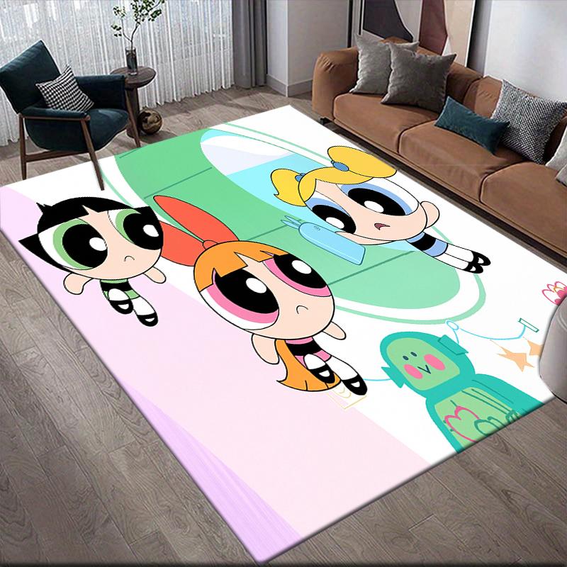The Powerpuff Girls Poster Square Area Rug, Non-Slip Floor Mat for Bedroom, Perfect Gift for Fans.chl