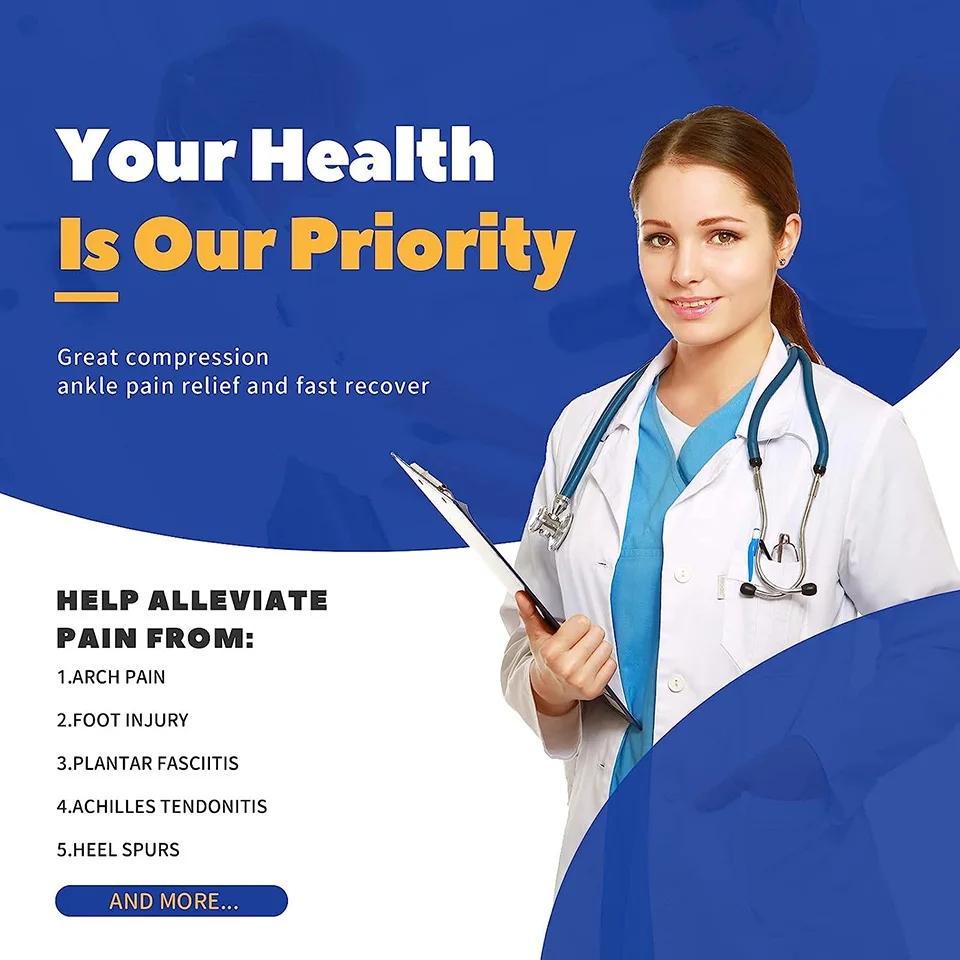 Copper Compression Ankle Support Sleeve Adjustable For Achilles Tendonitis Plantar Fasciitis Relieves Swelling Sprained Ankle Pain