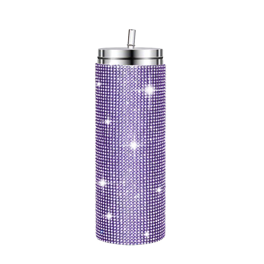 Diamond Stainless Steel Tumbler with Straw 20oz Thermos Bottle Sparkling Water Bottles Shining Coffee Mug Car Thermal Cup Mug