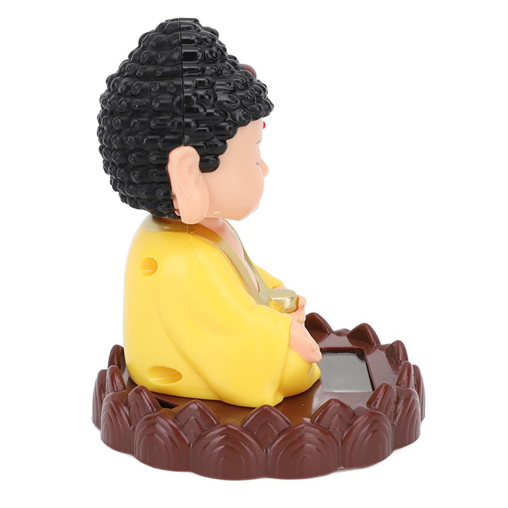 Nodding Buddha Statue Solar Powered Vivid Energy Saving Auto Nodding Monk Figurine for Gift Luck