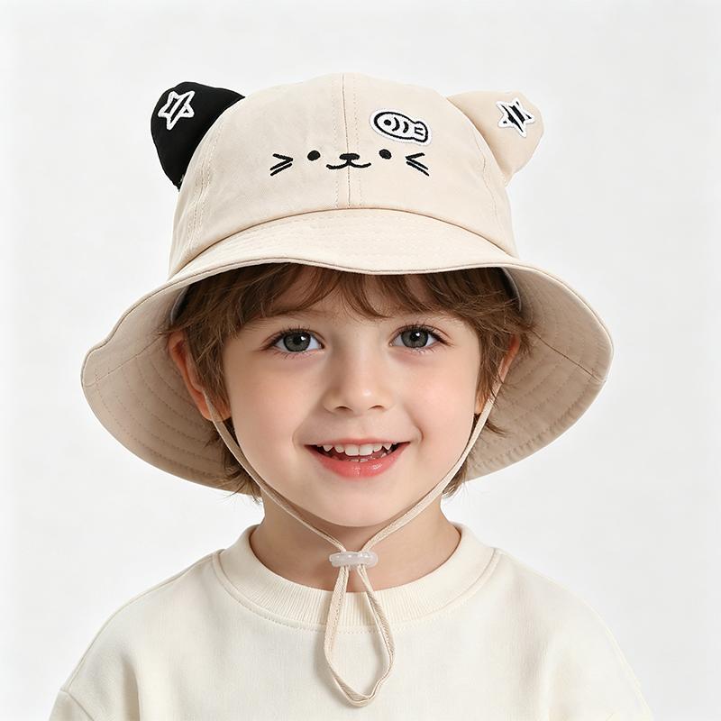 Kids Outdoor Panama Hat Cartoon Cute Sun Protection Lightweight Sun Visors Cap Summer Wide Brim Sunshade Outdoor Fisherman Hat