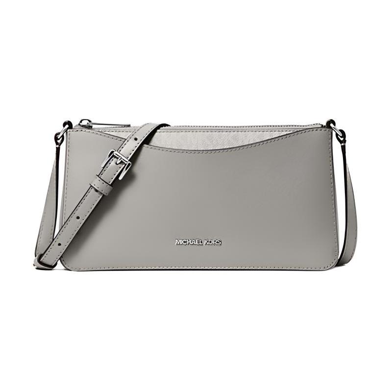 MICHAEL KORS Silver Hardware Coated Canvas Shoulder Bag Medium Women s Pearl Gray серебряный
