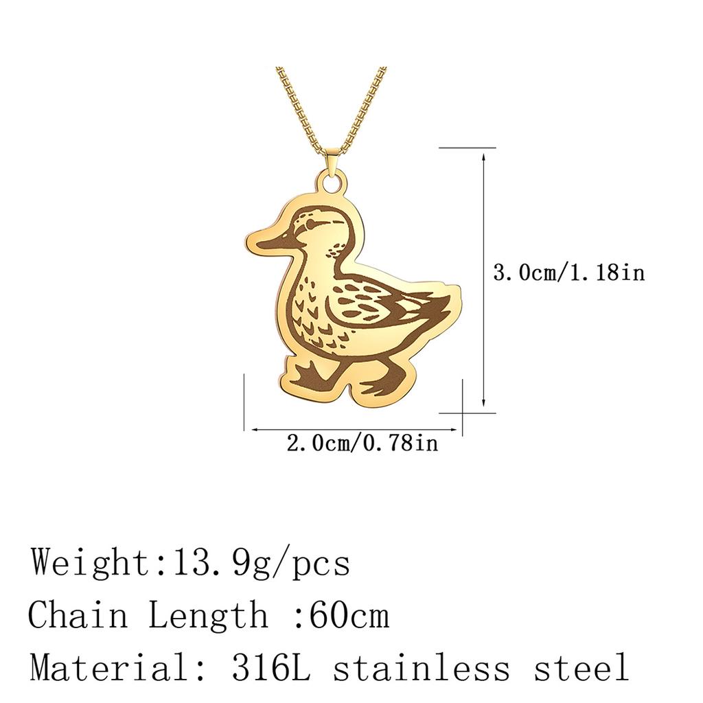 Kinitial Stainless Steel Necklaces Animal Lovely Duck Pendants Chains Choker Fashion Necklace For Women Jewelry Party Gifts