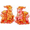 8Pcs/Set Shiny Zodiac Sheep Door Stickers Gold Powder Cultural Year of The Sheep Wall Decals Flocking Vintage Window Decals