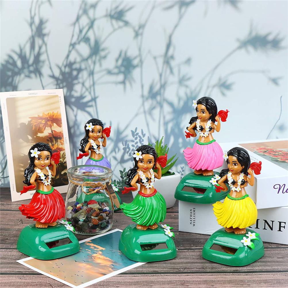 Solar Hawaiian Dance Figure Car Dashboard Toy Lovely with Solar Panel Shaking Head Doll Dancing Figure Toy for Bedroom