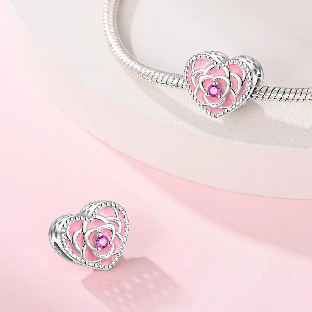 Copper Charms Bead Romantic Rose Night Rose Charm Pendant Fit Bracelet Necklace Diy Birthday For Woman Jewelry Gift