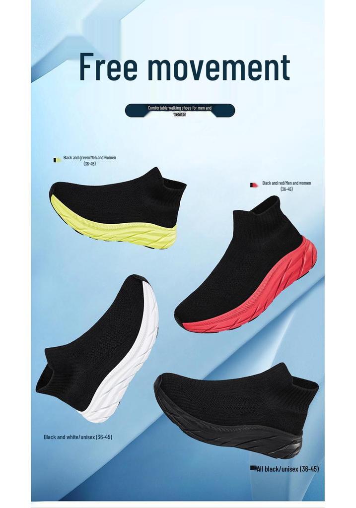 Scarpe casual tipo calzino da donna 2025 senza lacci, con rialzo e suola spessa