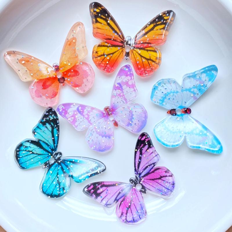 10 Stück Harz Lieblich Gemischt Süße Farbe 3D Schmetterling Cabochon Scrapbook Kawaii DIY Verzierungen Zubehör K59