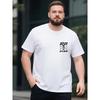 Herren Big & Tall Kurzarm-T-Shirt Street Style Vintage Print T-Shirts Geeignet für Männer Lockerer Schnitt Rundhals Freizeit-Oberteil
