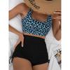 Plavky Dámské Leopardí potisk Dvoudílný set Bikiny Plavky s vysokým pasem Plážové oblečení Plavky Lady Letní plavky