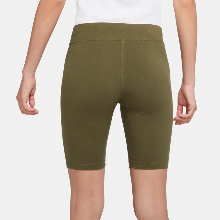 Nike Sportswear Essential Logo Print Solid Color Slim Fit Fitness Shorts Women Shorts Green CZ8527-222