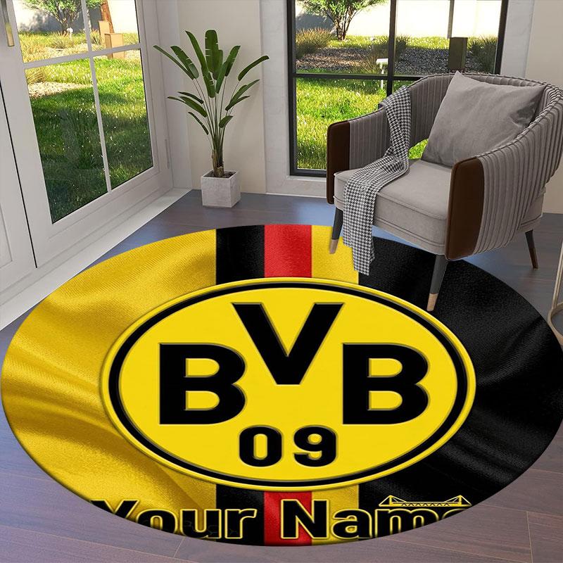 Borussia Custom Name Round Area Rug,Carpet Rug for Living Room Bedroom Sofa Playroom Decor,Non-slip Floor Mat