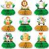 9 Bucăți Centerpieces Fagure cu Animale de Safari, Toppere Fagure cu Animale din Junglă pentru Masă/Centerpieces Baby Shower Safari, pentru Decorațiuni Baby Shower Junglă.