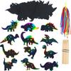 12Pcs Cartoon Dinosaur Scratch-Off Paintings Colorful Birthday Baby Shower Party Filler Prizes School Event Pinata Decoration