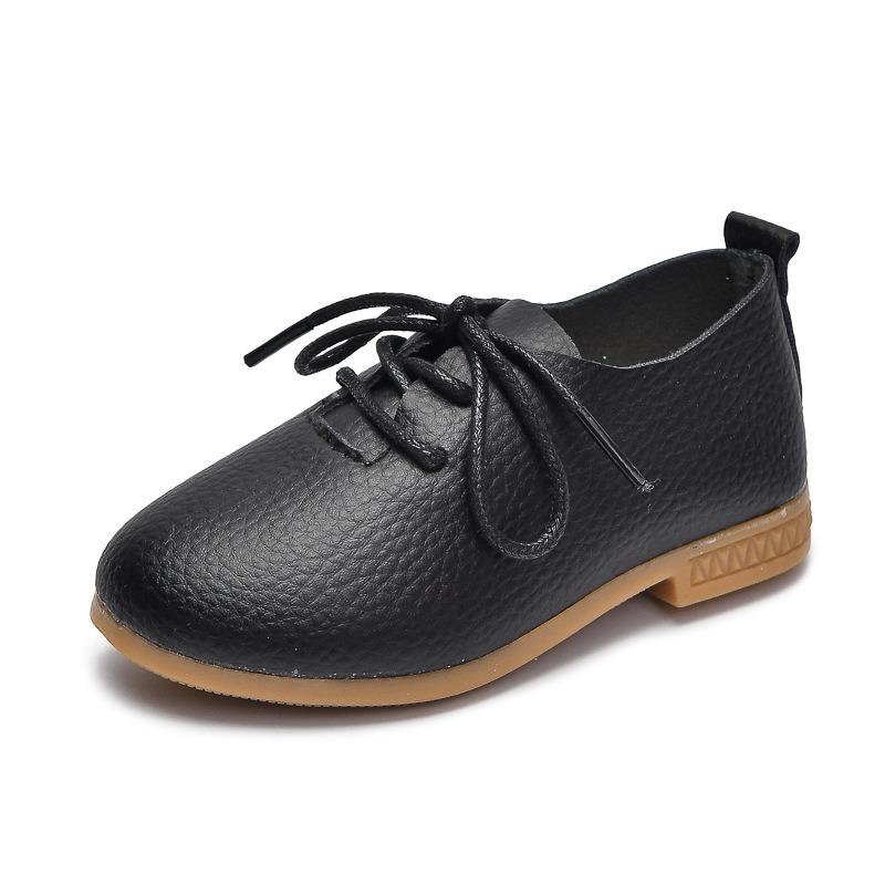 Spring New Low-Top Mary Jane Shoes for Kids, New British Style Lace-Up Flats, Student Black Leather Shoes