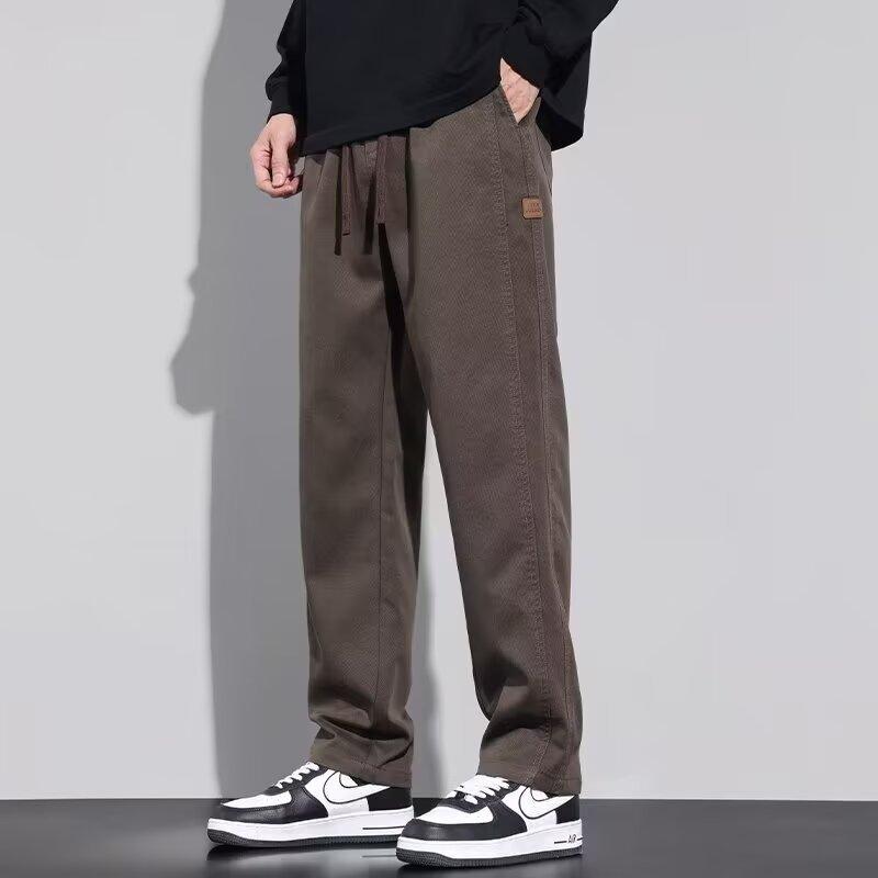 Autumn and winter new velvet thickened casual pants men's American straight tooling warm long pants men's trend
