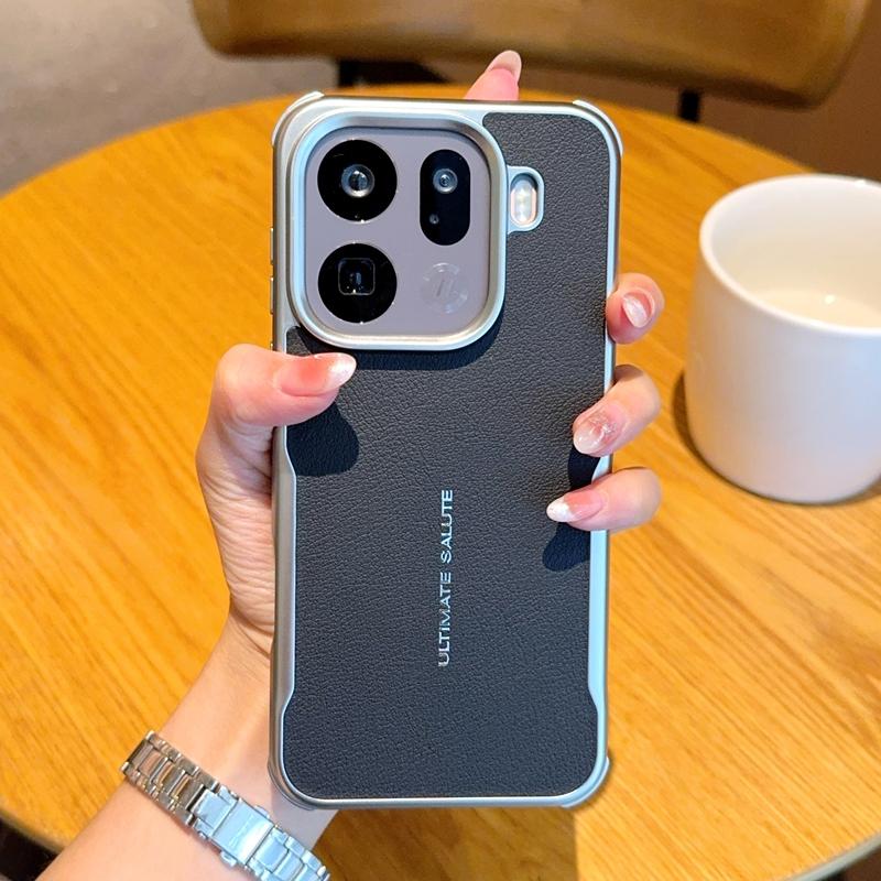 

For OPPO Find X9 Pro X9 Case Magnetic Blade Plain PU Leather +Silver Bezel Lens Bumper Cover for Oppo Find X 9 OPPO Find X9