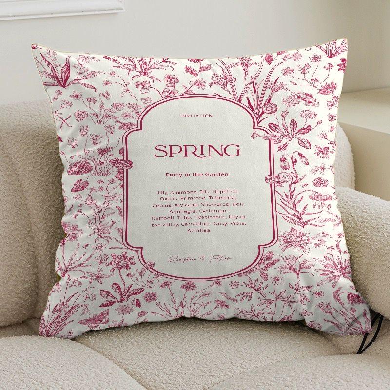 Small Fresh Pastoral Floral Pillow Cover Sofa Living Room Cushion Cover Bedside Square Pillowcase Removable and Washable