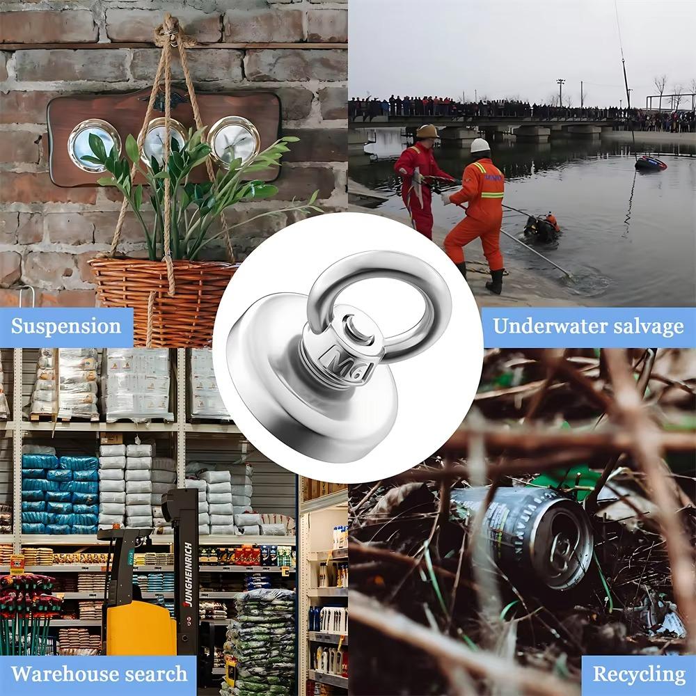N52 D16-D48 Salvage Magnet Heavy Duty Search Magnets Strong Neodymium Magnet Deep Sea Fishing Magnets Mounting with Ring Eyebolt