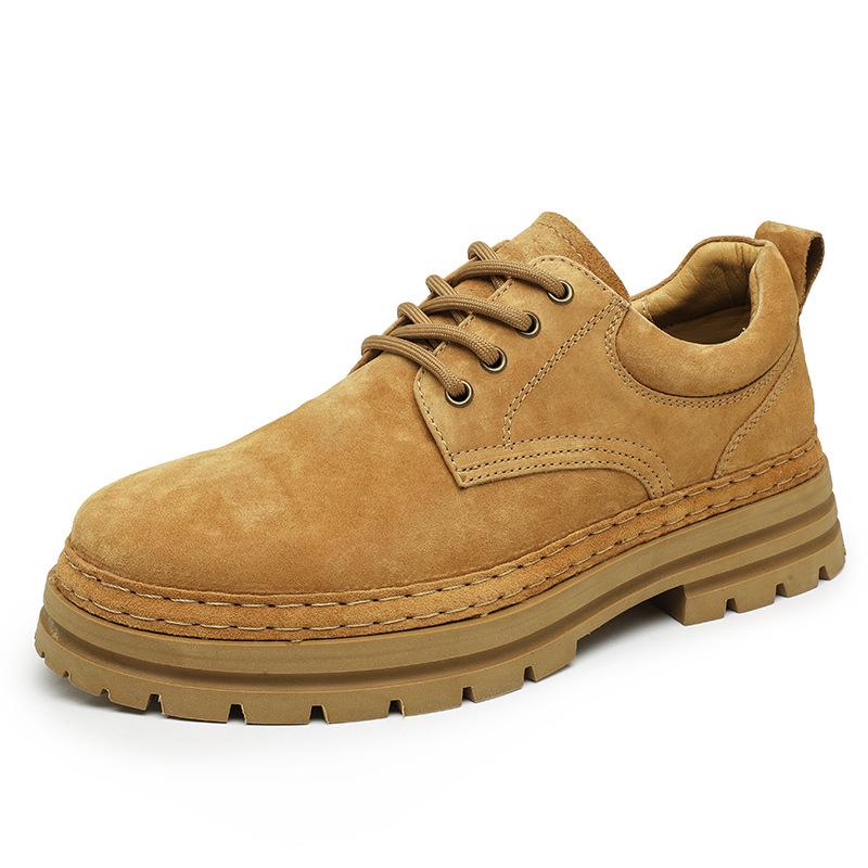 Tooling Shoes Men's Spring 2025 New Leather Low-top Martin Boots Men's Thick-soled Casual Non-slip Rhubarb Boots
