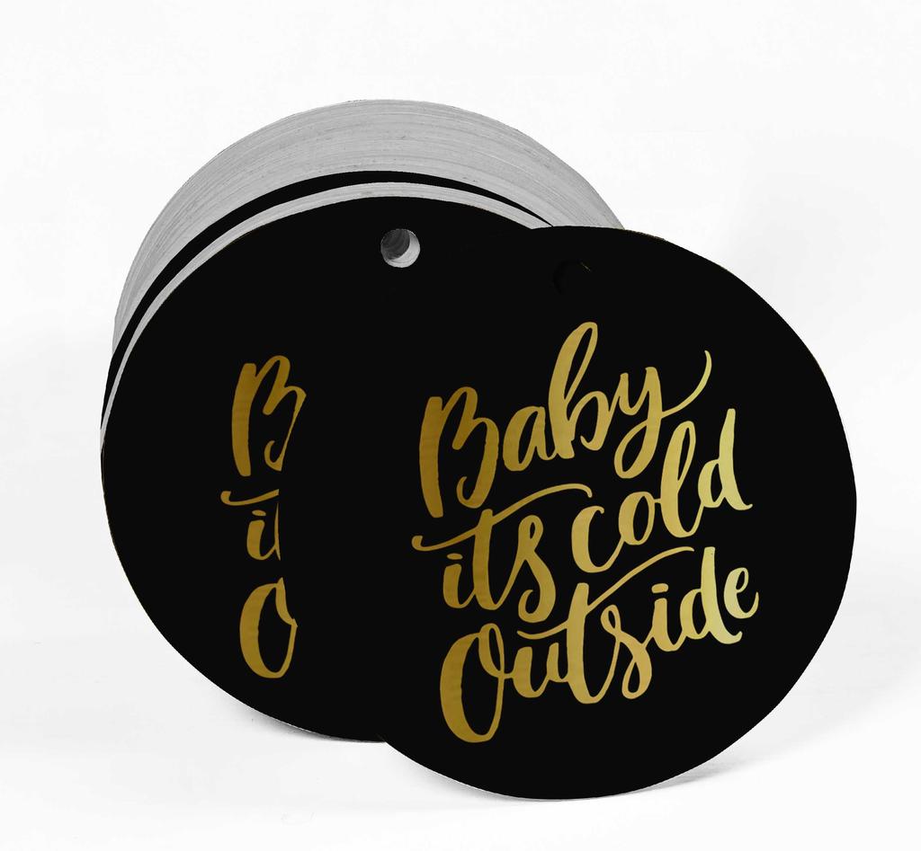 Inkdotpot Real Gold Foil Baby It's Cold Outside Baby Shower Tags Favor Hang Paper Tags 100