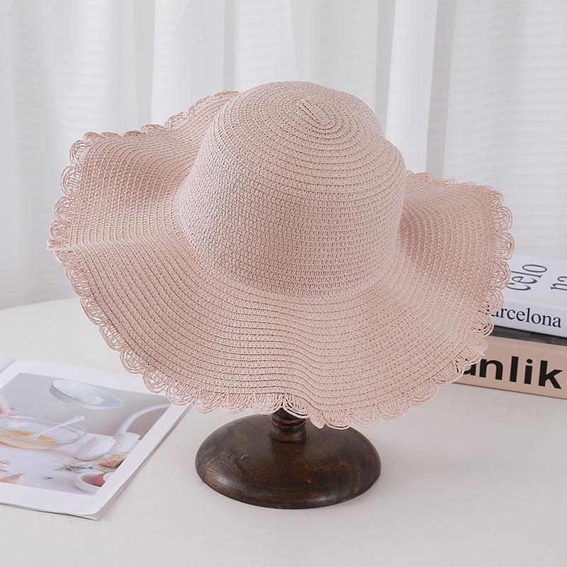 Summer Big-Brimmed Straw Hat Women'S Sunscreen Sunshade Seaside Outing Wavy Edge Fashion Versatile Wide-Brimmed Sun Hat