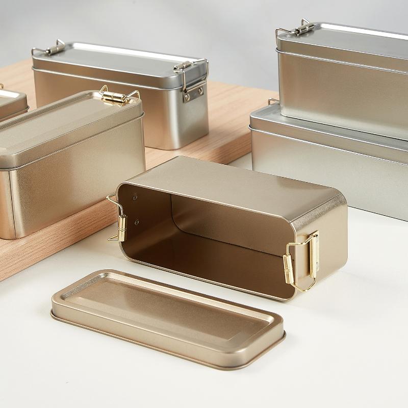 1/3 Stück Rechteckige Blech-Keksdose mit Deckel Staubdichte Aufbewahrungsbox für Tee Kaffee Süßigkeiten Schokolade Schmuck Schreibtischzubehör