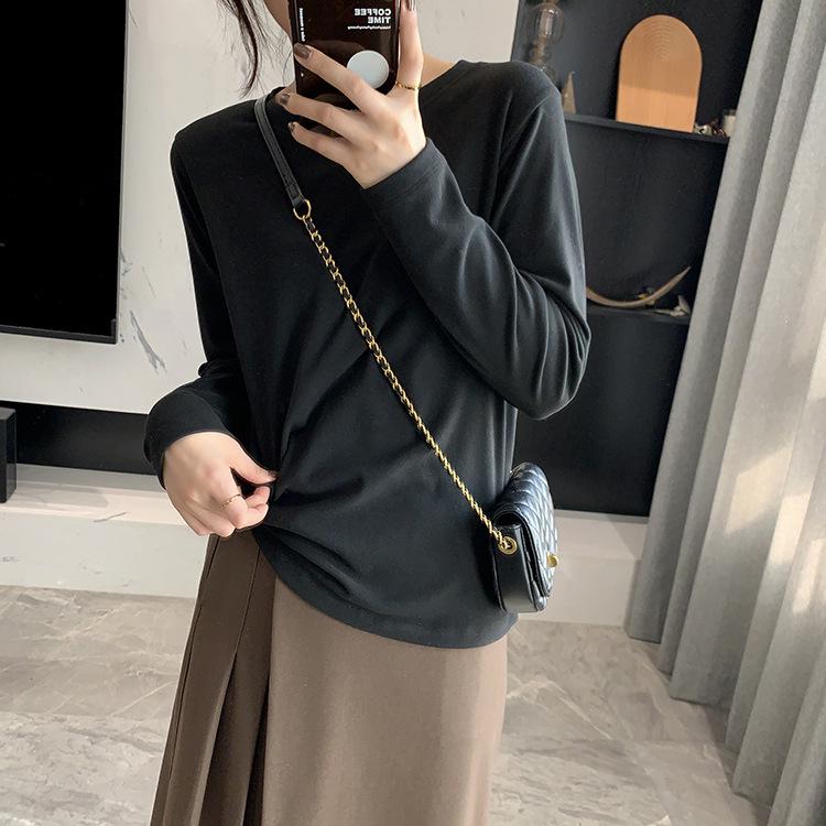 Autumn/Winter 2025 Women's Versatile Basic Layering T-shirt - Thick, Fitted, Round Neck