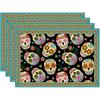 Retro Sugar Skull Flowers Dia De Los Muertos Day of The Dead Mexican Placemats Set of 4 Table Mats for Party Home Kitchen