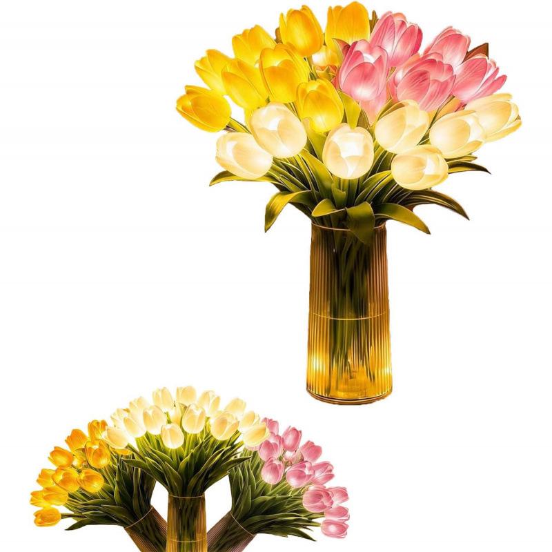 Romantic Glowing Tulip Night Light Bouquet - Mixed Colors