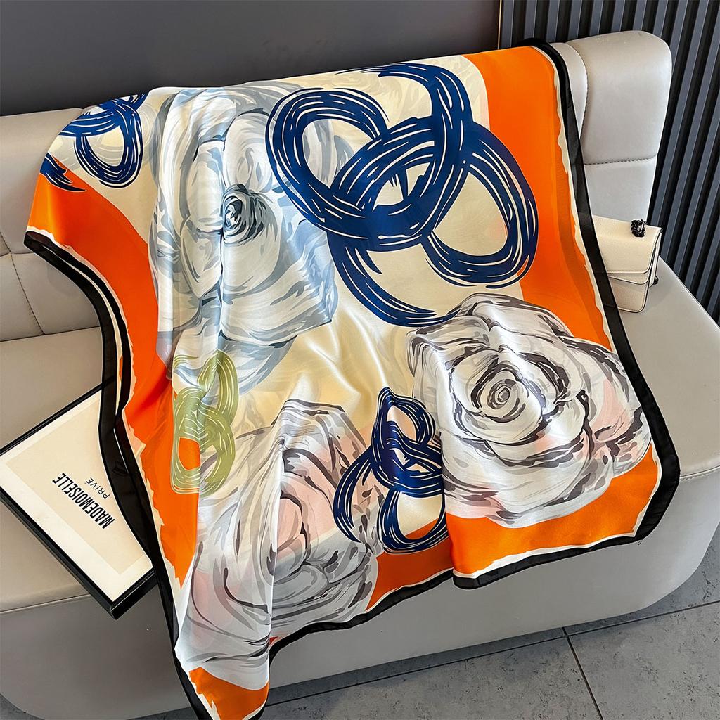 New Women Scarves Spring Summer Autumn Luxury Print Thin Light Satin Scarf Fashion Wrap Shawls 55 Colors Elegant Bandana Poncho