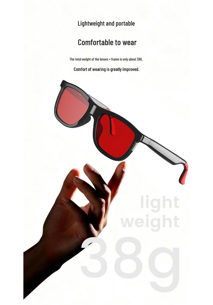 E05C Smart Glasses: 4-Speed Touch, Color Change, AI Voice Wake-up, Bluetooth Calls & Music, Noise Reduction.